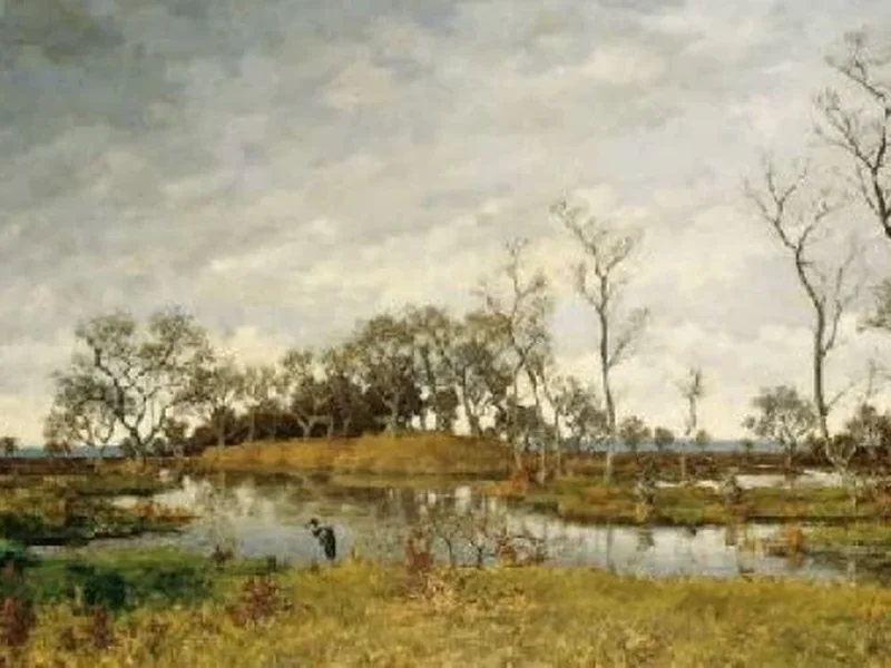1851-Eugène Plasky - Paesaggio paludoso